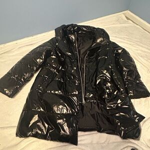 Betsey Johnson Glossy Black Puffer Coat